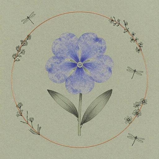 Vintage Periwinkle Bellflower Botanical Print