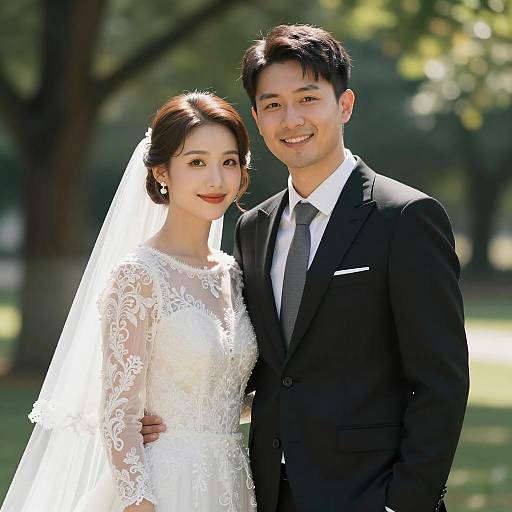 Elegant Wedding Portrait in Nature