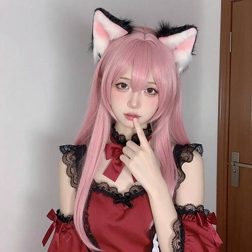 Cosplay Woman with Pink Hair