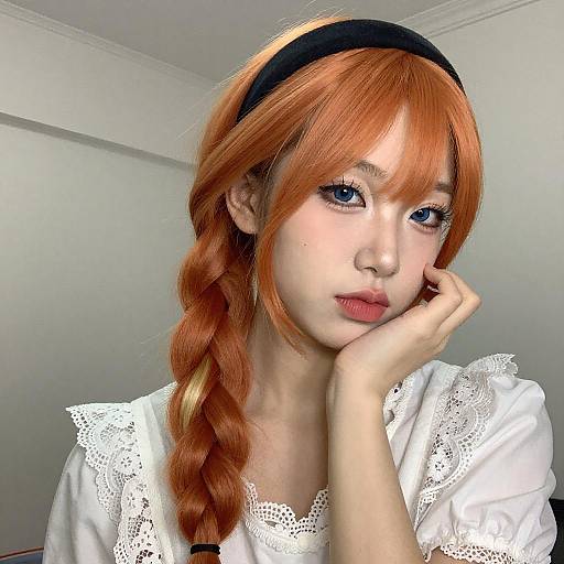 Portrait of Asian Woman with Orange Hair