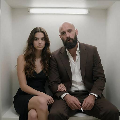 Bald Man and Woman in Enclosed Space