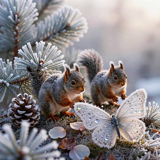 Celestial Frosted Pine Ridge at Dawn