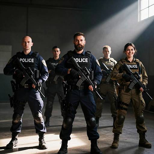 Tactical Officers in Dramatic Lighting