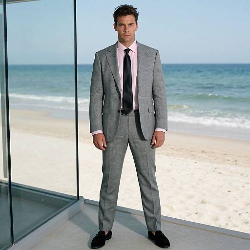 Stylish Man by Oceanfront Glass Walls