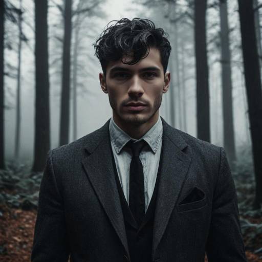 Gothic Man in Haunted Foggy Forest