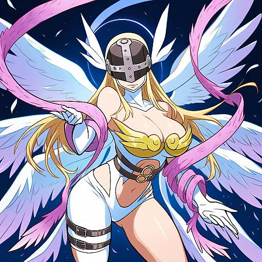 Illustration of Angewomon, digimon in the style of Tonda