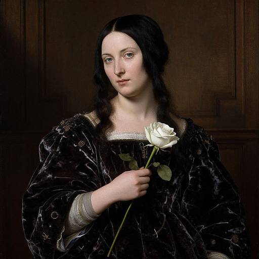 Renaissance Woman with White Rose