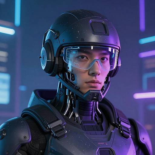 Futuristic Cyberpunk Soldier in Dystopia