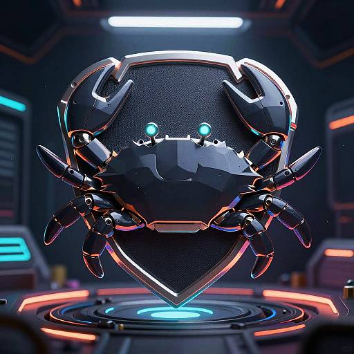 Futuristic Symmetrical Robotic Crab Emblem