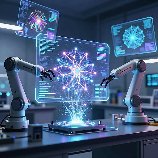 Futuristic AI Lab with Holograms