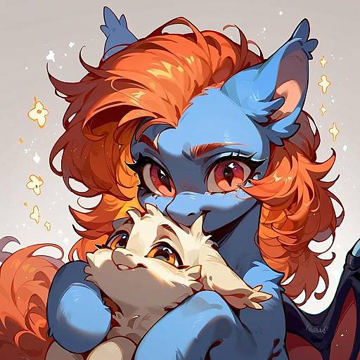 Cute Blue Bat Pony Hugging Fluffy Creature