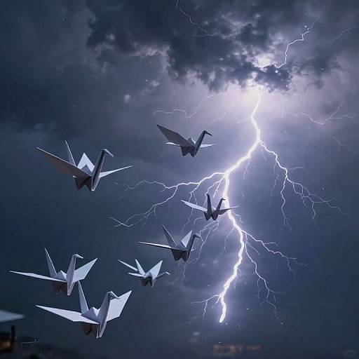 Ethereal Paper Crane Sky Procession