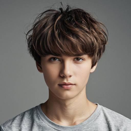 Realistic Male Wavy Bowl Cut Portrait