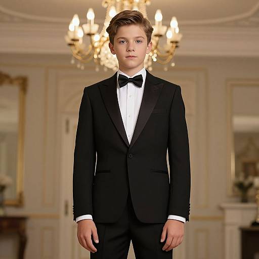 Boy in Tuxedo with Chandelier