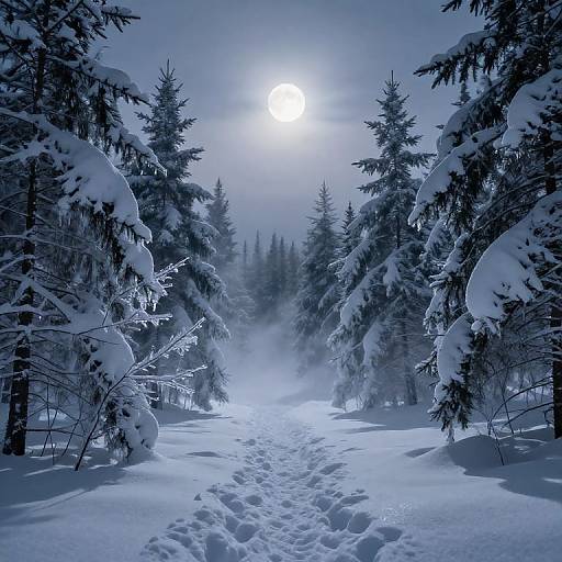 Mystical Arctic Winter Forest Scene