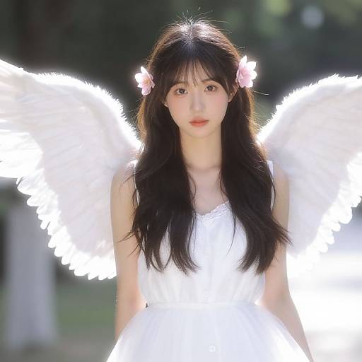 Graceful Female Angel with Wings
