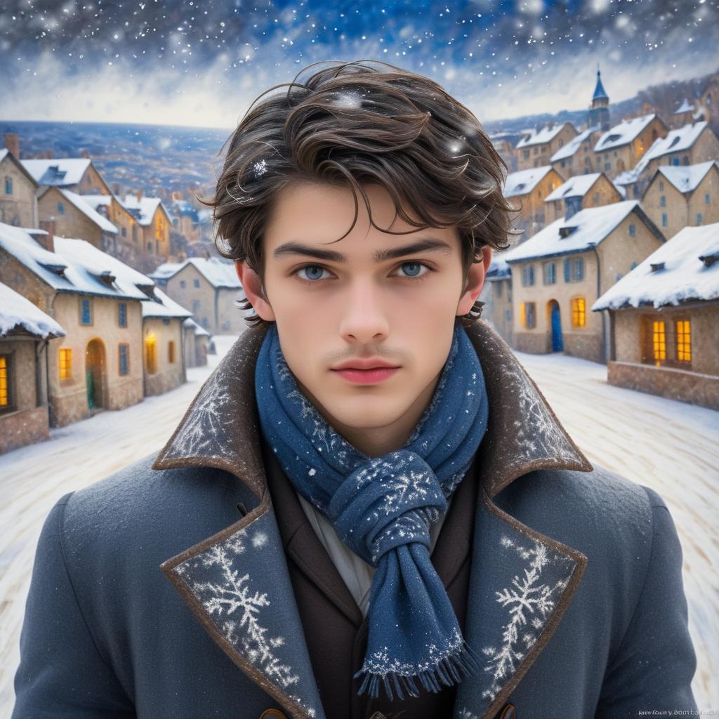 Winter Impressionism: Young Man in Snow