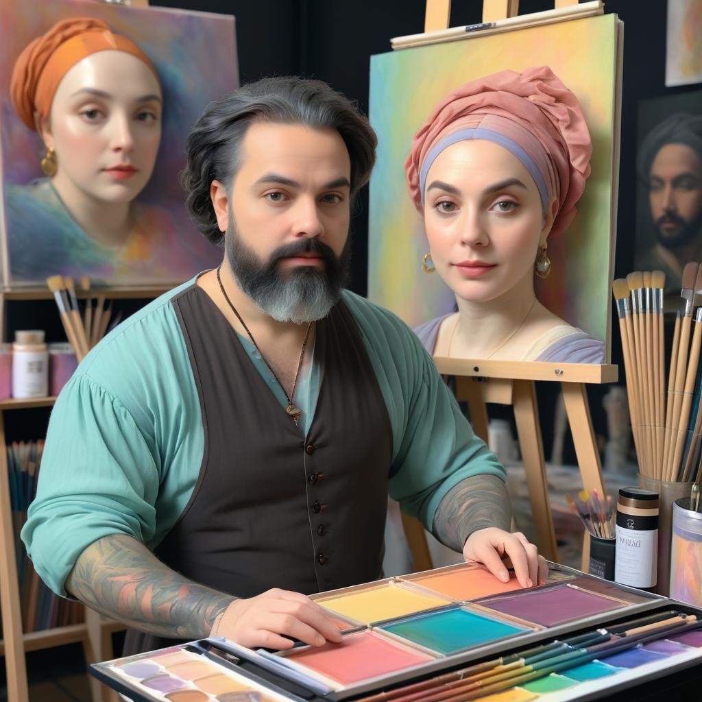 Renaissance Artist in a Pastel Studio