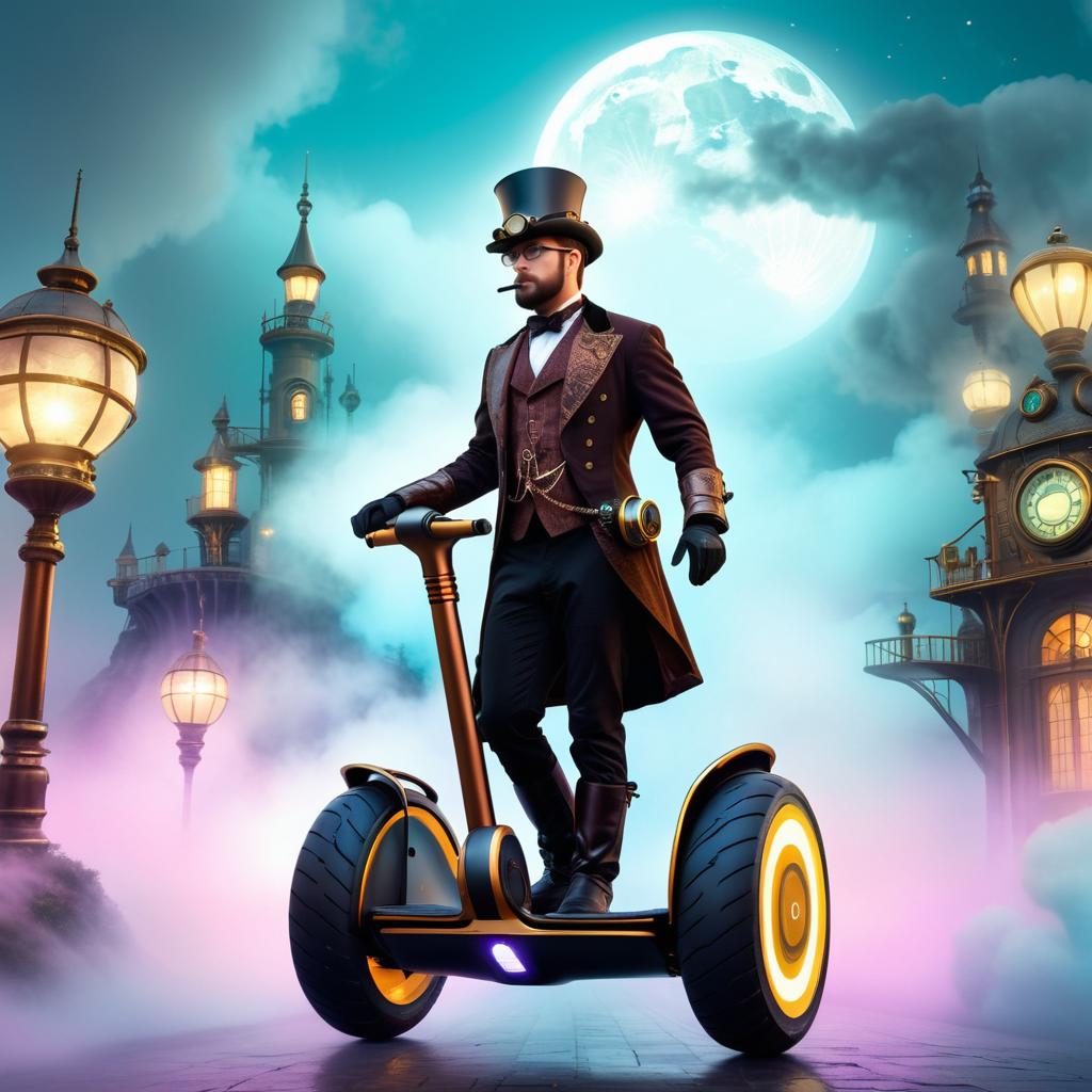 Steampunk Engineer in a Dreamy Fogscape