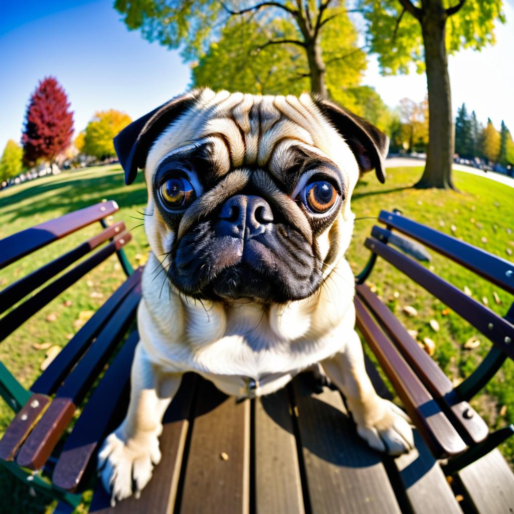 Comically Distorted Pug in the Park