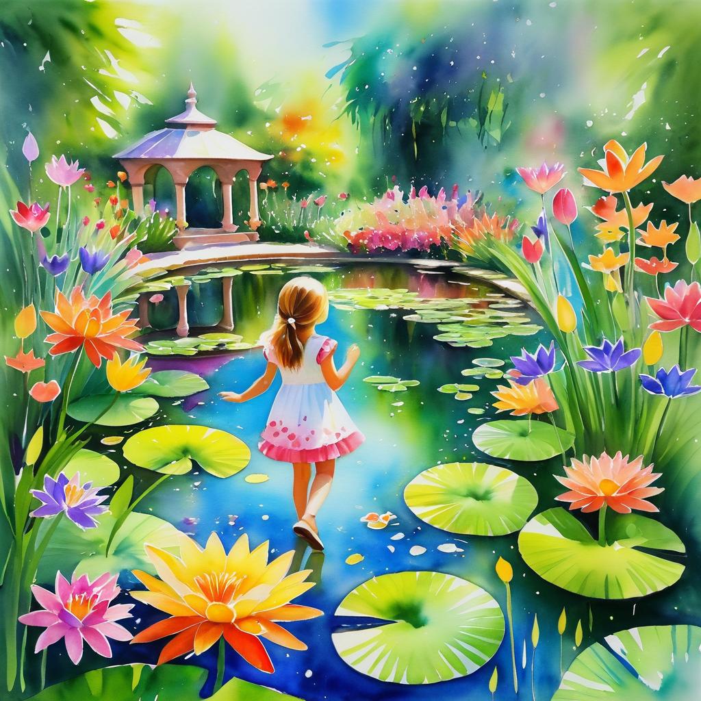 Whimsical Garden Adventure of a Young Girl