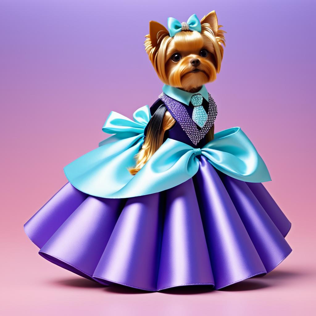 Yorkie Elegance in Ball Gown Style