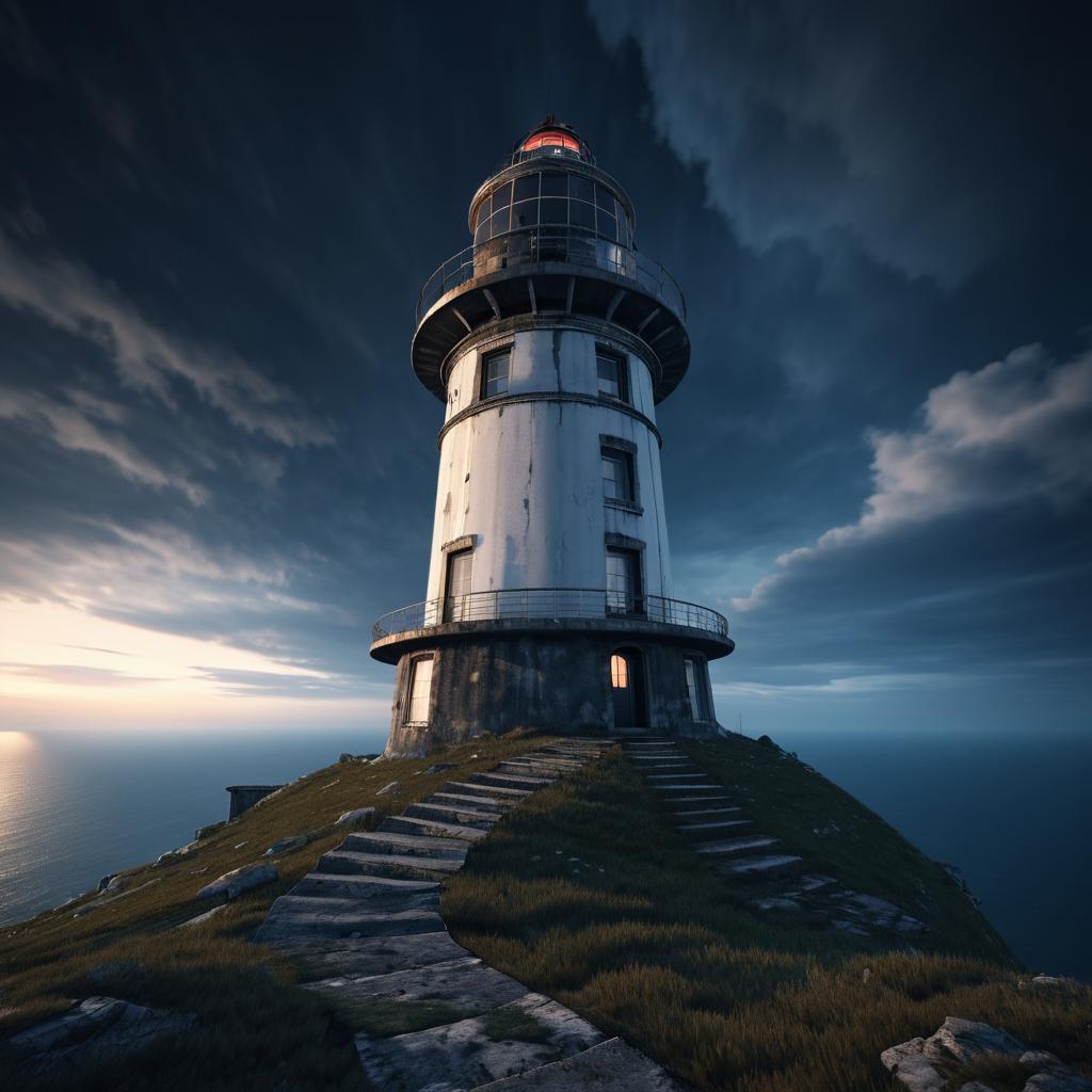 Mysterious Hyperrealistic Mountain Lighthouse