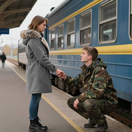 Couple at Train Station in Style