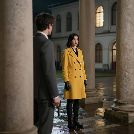 Nocturnal Courtyard Encounter with Tension