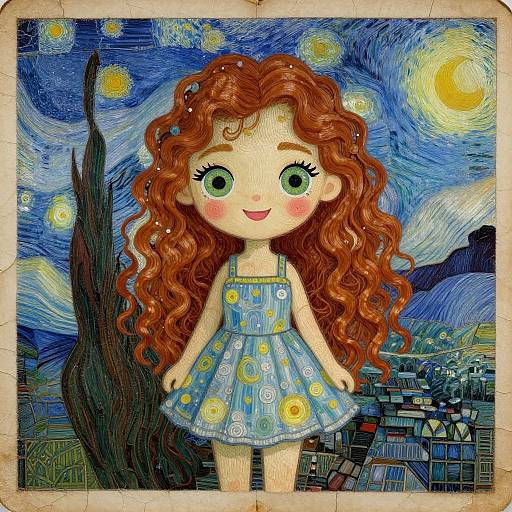 Happy Redhead in Van Gogh Style