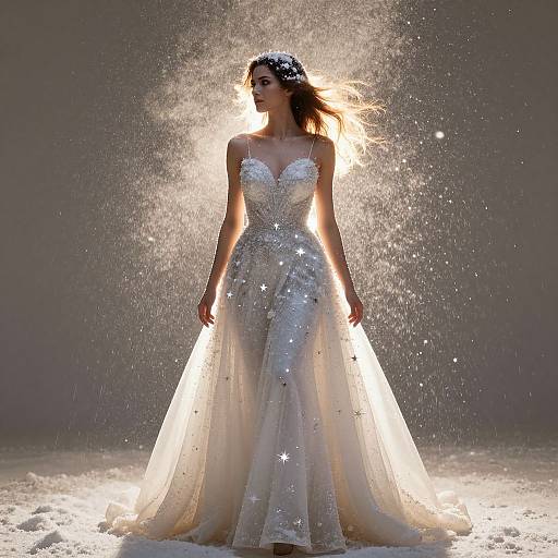 Woman in Snow and Star Dress