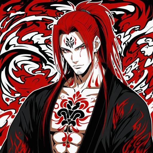 Illustration of Abarai renji, bleach in the style of Sasairebun