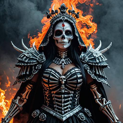 Female Lich Queen in Skeletal Armor