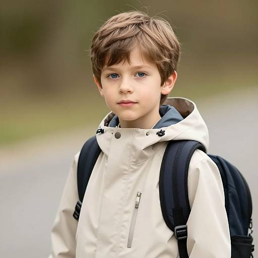 Boy with Brown Hair and Backpack