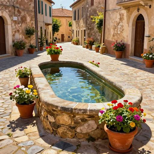 Rustic Mediterranean Village Water Basin