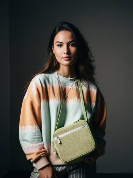 Chic Woman in Pastel Tie-Dye Outfit