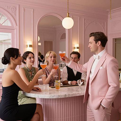 Wes Anderson Style Cocktail Toast