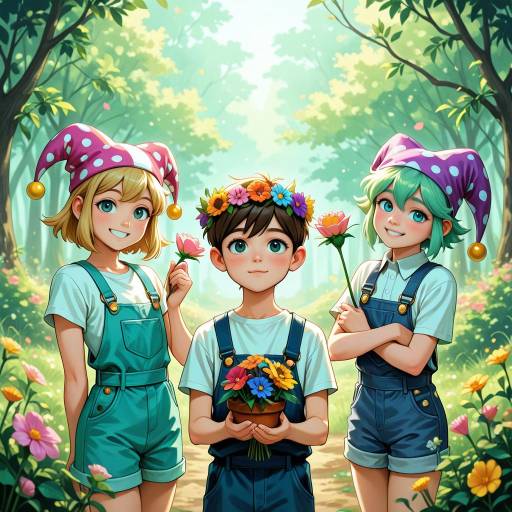 Whimsical Boys with Floral Accessories