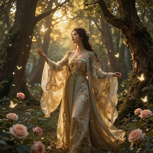 Mystical Forest Rozen with Glowing Butterflies