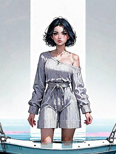 Woman in Oversized Knit Sweater and Joggers