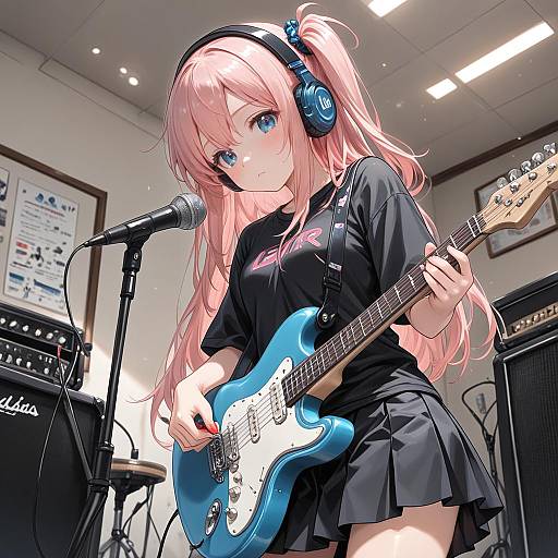 Girl Rocking Out with Electric Guitar