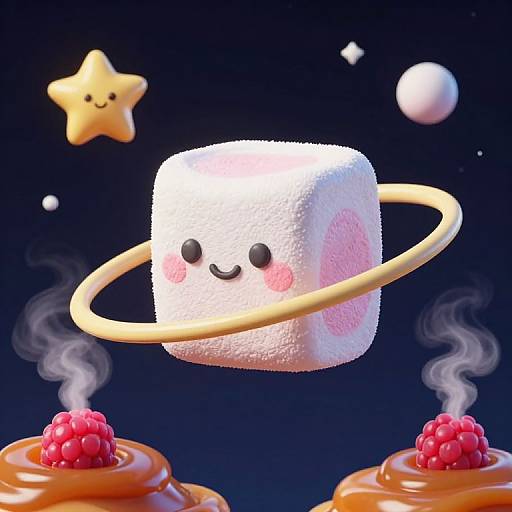Marshmallow Planet Orbiting Candy Star