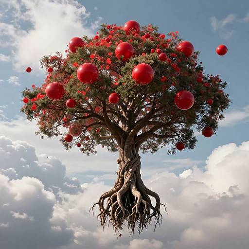 Gravity-Defying Majestic Tree with Orbs