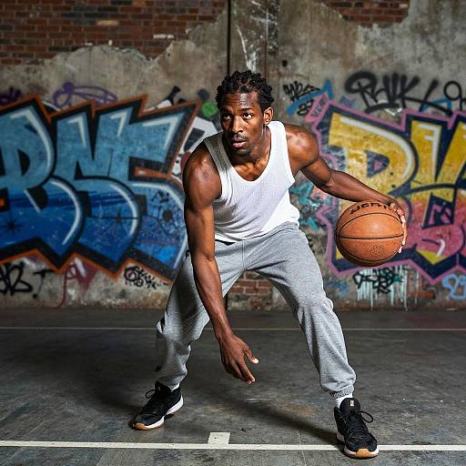 Dynamic Street Basketball Player Photoshoot