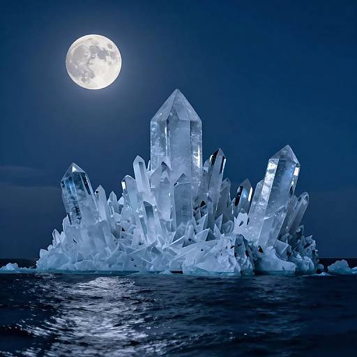Ethereal Crystalline Peaks Under Moonlight