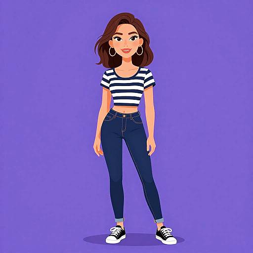 Casual Woman with Striped T-Shirt