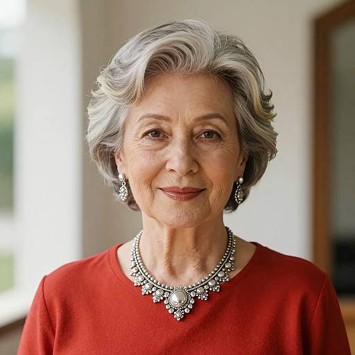 Elegant Elderly Woman with Silver Jewelry