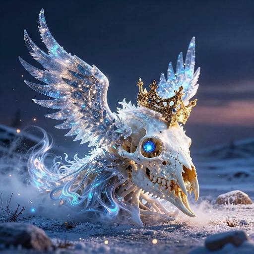Luminous Frost Phoenix Skull Artwork