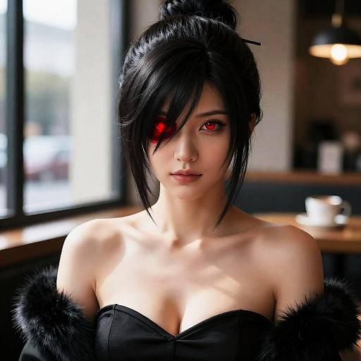 Detailed Illustration of LuluFFX in Coffee Shop