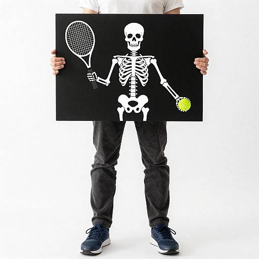 Mysterious Figure with Tennis Sign